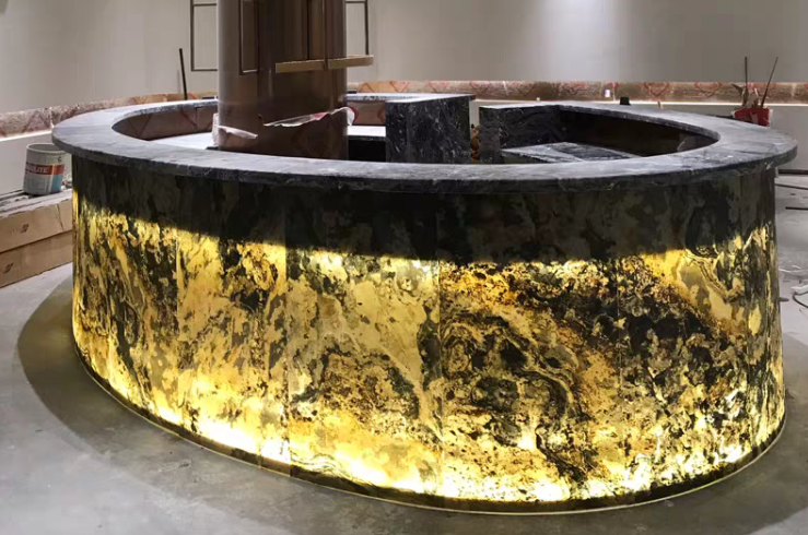 Natural Ultra Thin Translucent Slate Skin Can Bend Flexible Stone Decorative Rock Slab Bar Club KTV Background Wall Veneer